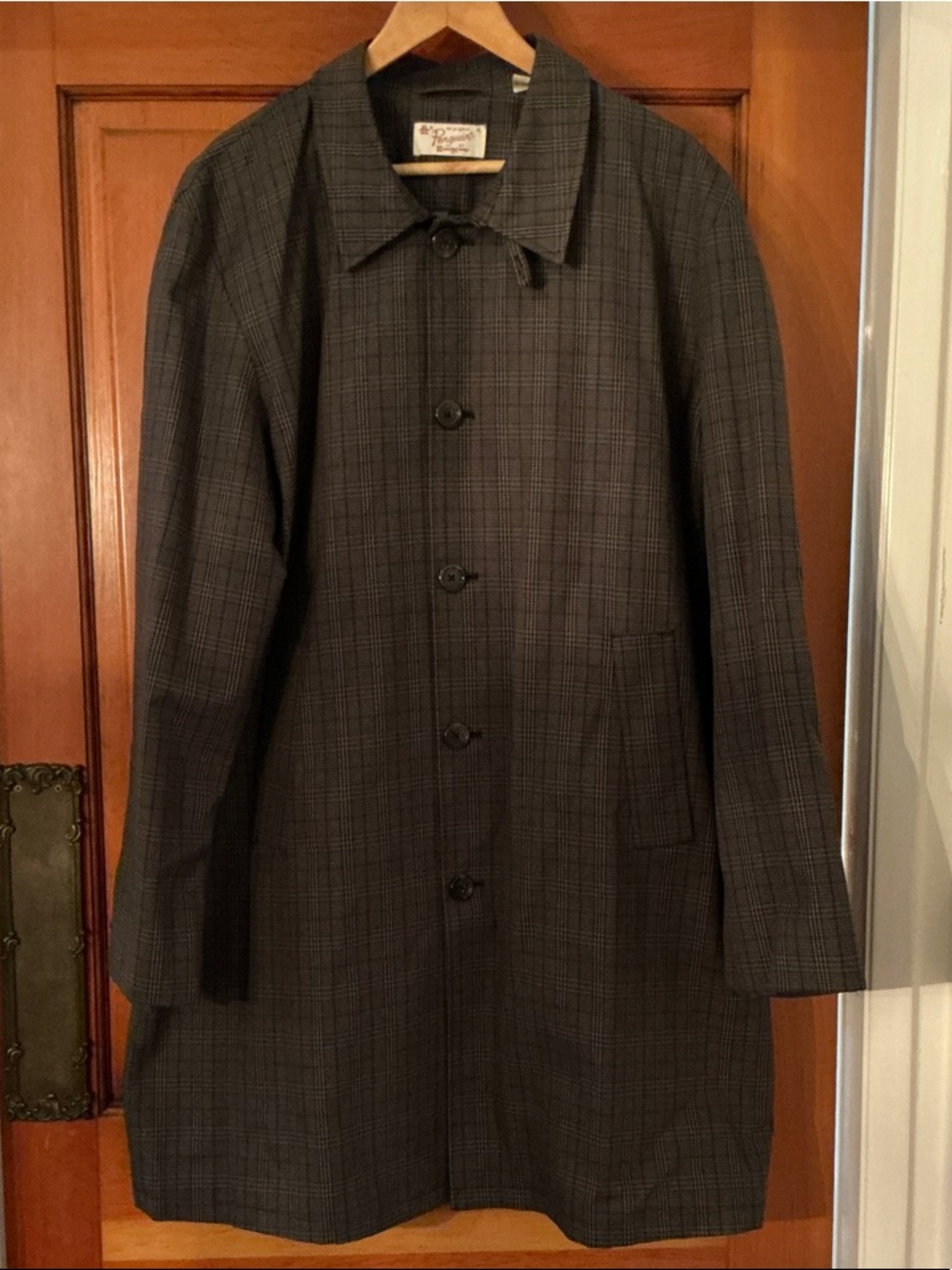 Original Penguin Men's Charcoal Plaid Trench Coat